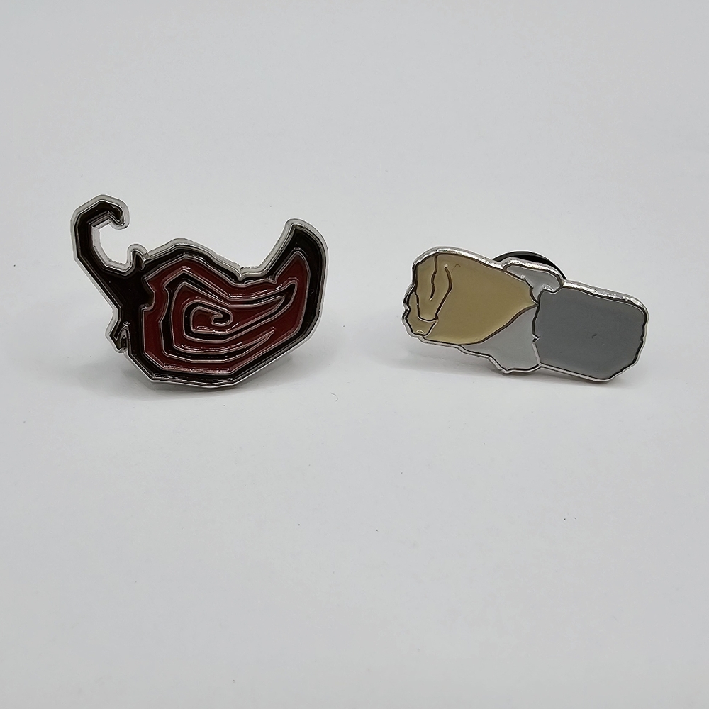 Set of 2 Chipotle Mexican Grill pins / chili pepper and burrito